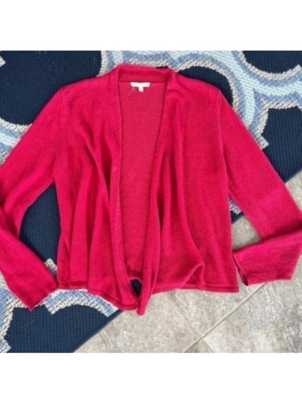 Eileen Fisher Pink Open Front 100% Linen Cardigan Size Medium Petite - Picture 11 of 11